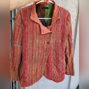 EXTREMELY RARE 🎨 Randall Darwall Red Peach Tie Die Vintage Plaid Blazer  ART